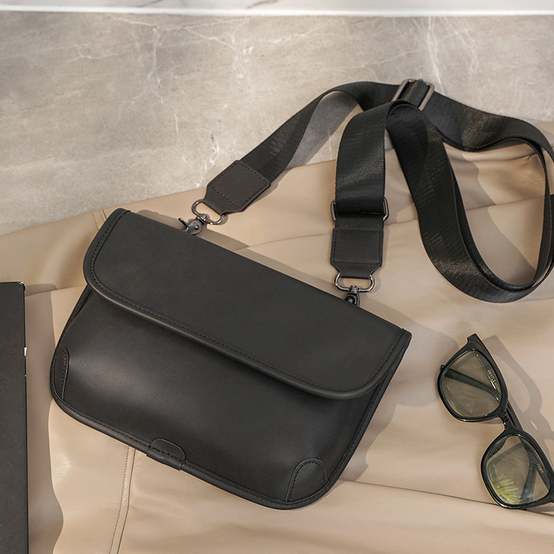 Men's Leather Shoulder Bag Check | Crossbody Street Messenger Bag