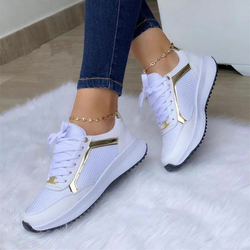 Damen Schnür Sneaker – Sportliche Bequeme Freizeit Schuhe