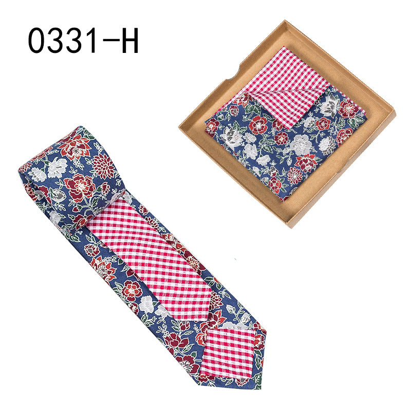 Herren Krawatte floral Baumwolle Einstecktuch elegant modern