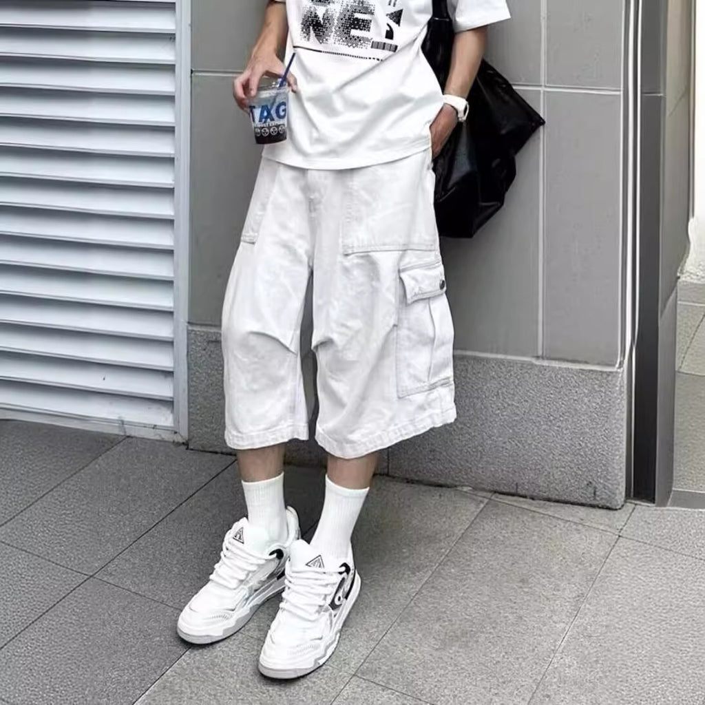 Men's Cargo Cropped Trousers | Loose Straight Casual Trend