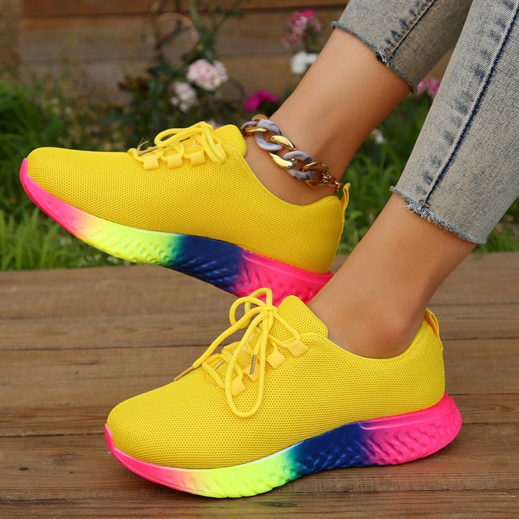 Damen Mesh Sneaker Rainbow Sohle – Lauf Freizeit Schuhe