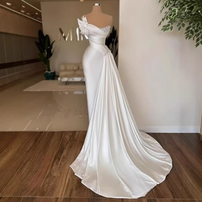 Elegant White Satin Wedding Dress | Lightweight Bridal Gown