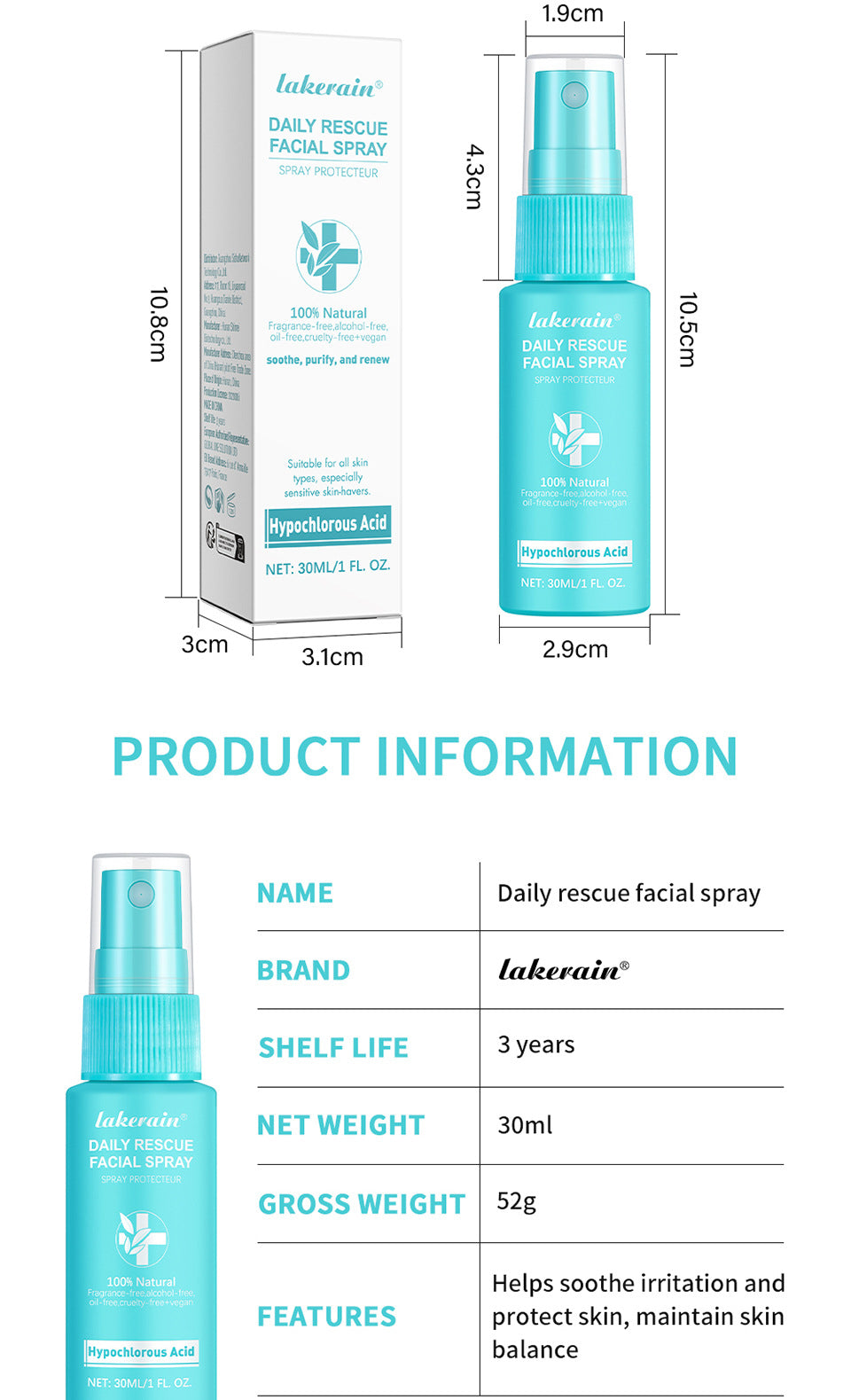 Hypochlorous Facial Spray | Skin-Soothing Care Spray