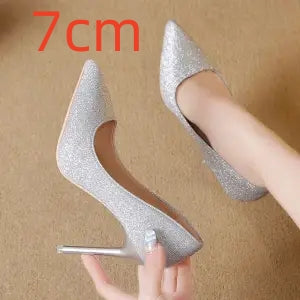 Women's High Heels Silver Black Mesh Sequins | Sexy Glamour Shoes