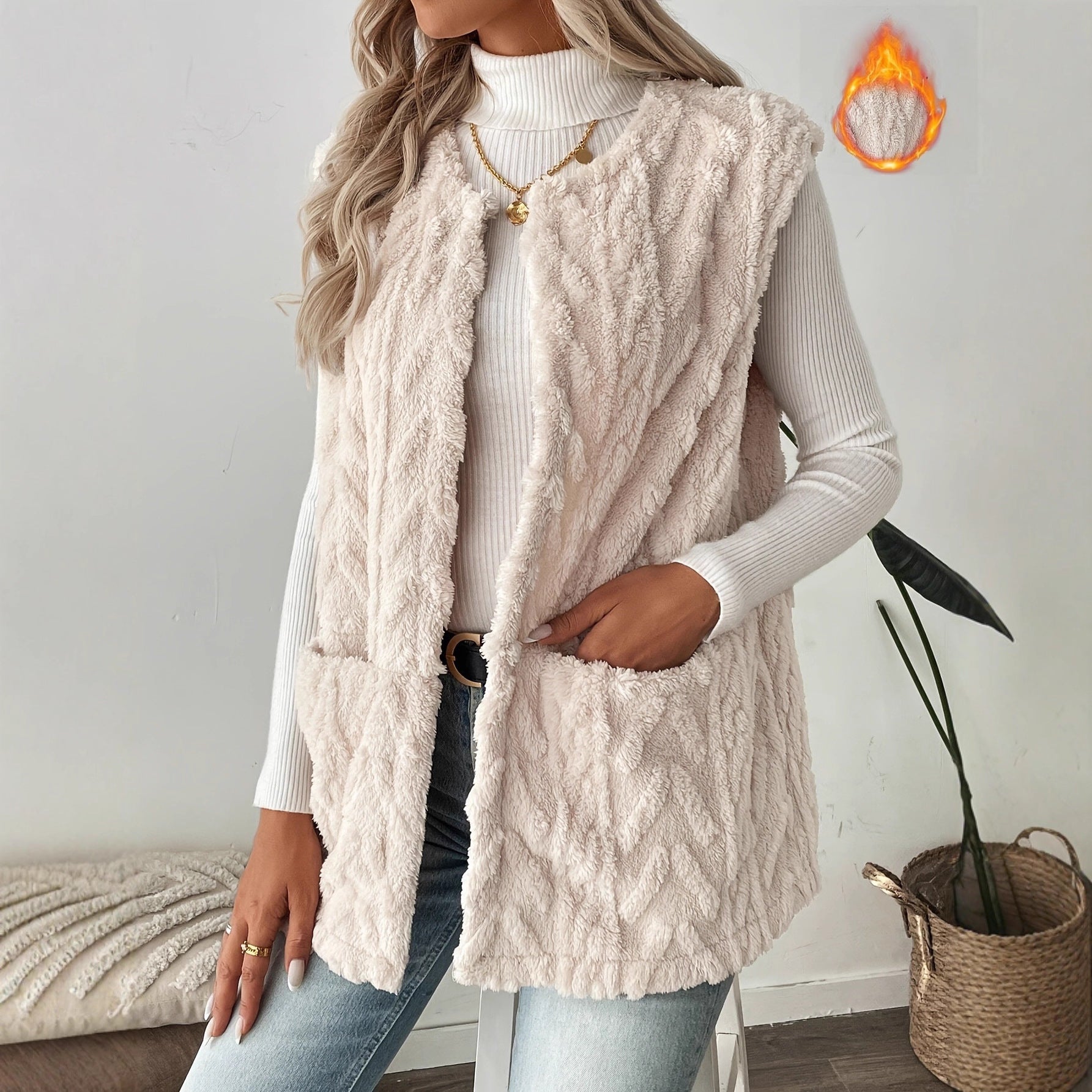 Women's Reversible Fleece Vest – Wearable on Both Sides, Warm & Casual