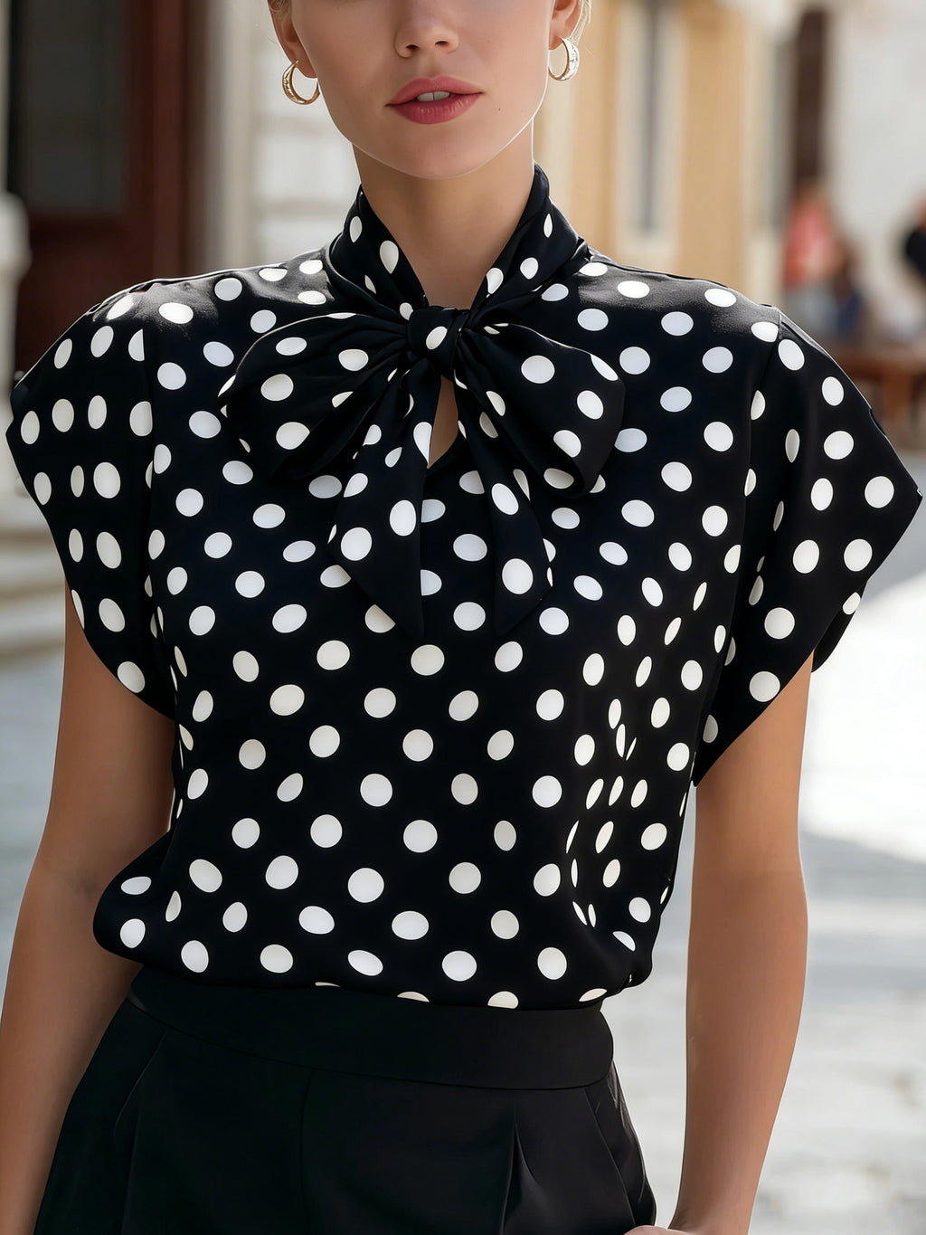 Elegant Women's Blouse with Bow Collar – Business & Timeless Style