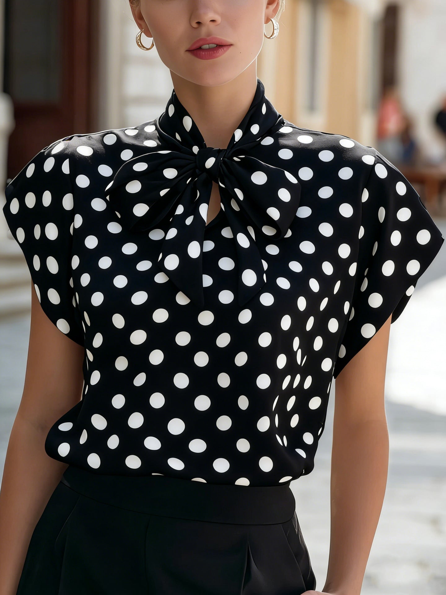 Elegant Women's Blouse with Bow Collar – Business & Timeless Style