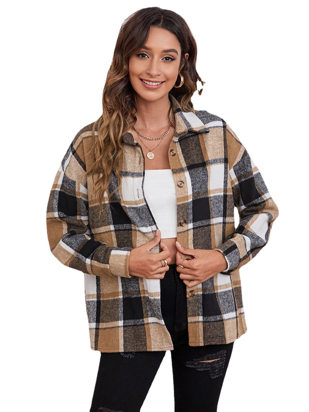 Checked Women's Wool Coat | Elegant Commuter Jacket