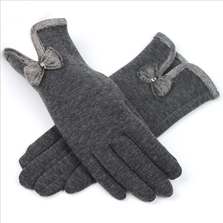 Damen Touchscreen Spitze Handschuhe – Cashmere Warm mit Schleife