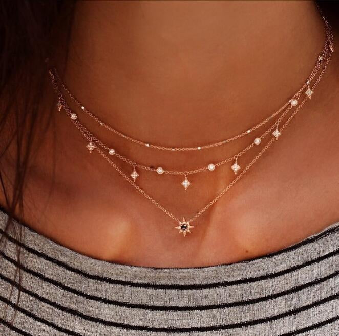 Layered Star Necklace - Handmade Women's Jewelry in a Modern Trend