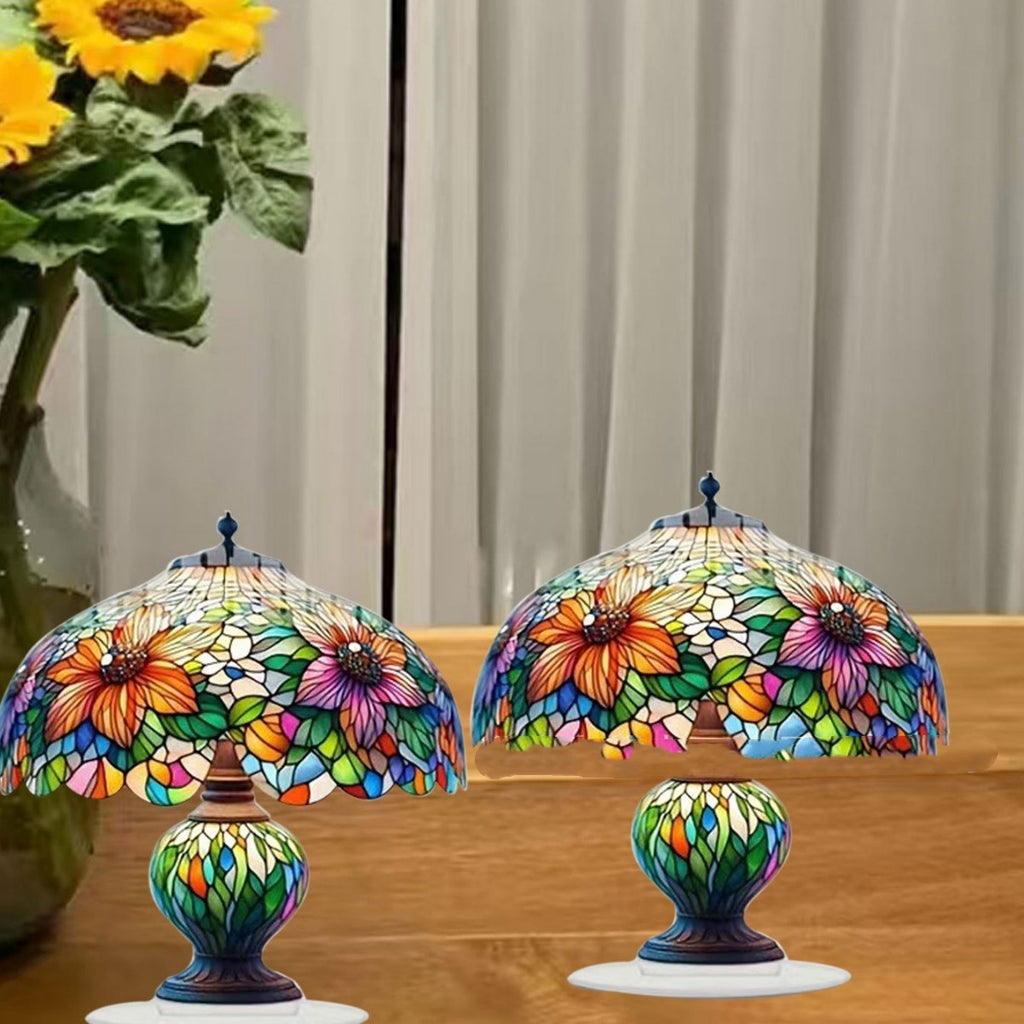 Acryl Blumen Lampenschirm Elegante Glasoptik Dekoleuchte