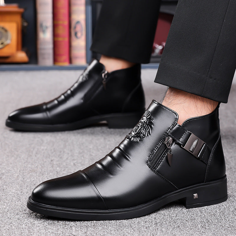 Men's Retro Ankle Boots Wide Fit – Trendy Ankle Boots with Side Chains