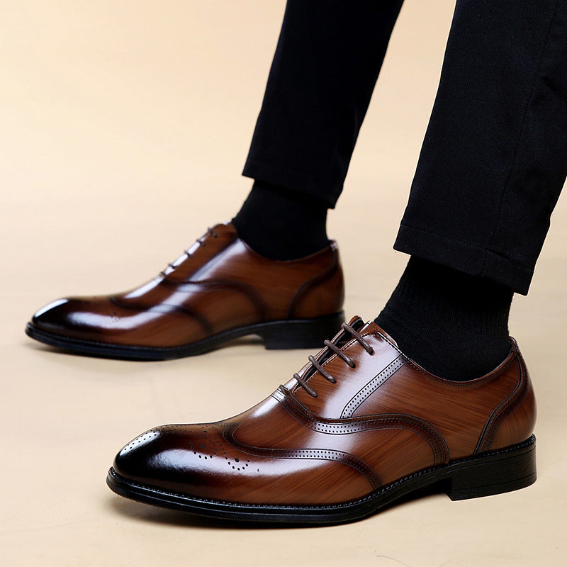 Men's Brogue Leather Shoes Pointed | British Elegant Business