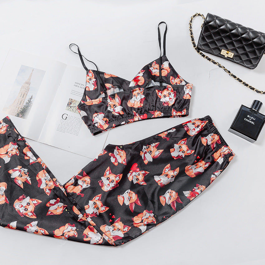 Damen Träger Pyjama mit Print | Sexy Homewear Nachtwäsche