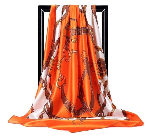 Women's Scarf Chain Design Silk Foulard Bag Accessory