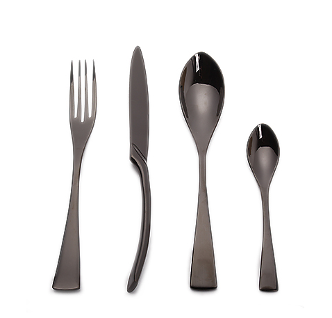Schwarzes Besteckset Edelstahl | 4-teilig modern elegant Korean Style