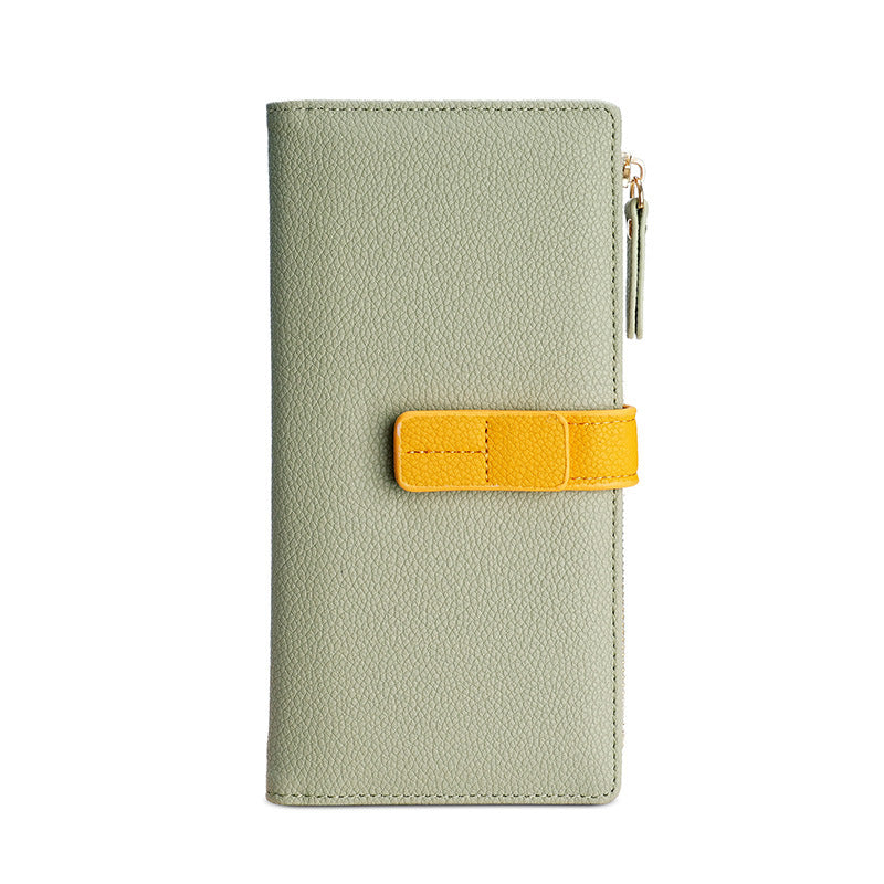 Women's long wallet with many card slots, zipper, elegant