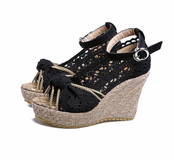 Women's Wedge Sandals with Lace | Elegant Summer Sandals