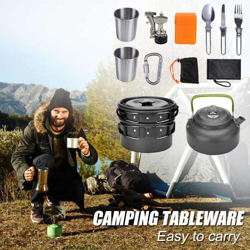 Multifunctional Camping Cookware Set Aluminum | Outdoor Cookware Set for Camping, Hiking & BBQ