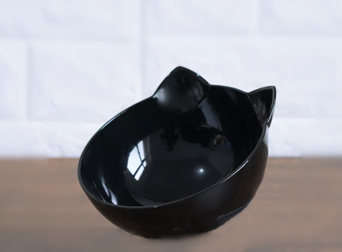 Slanted cat food bowl | Transparent cat ear design bowl