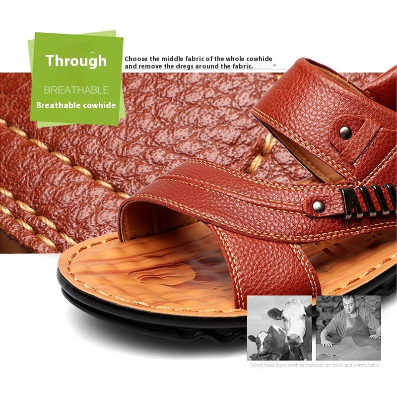 Herren Premium Echtleder Sandalen Sommer Komfort Schuhe