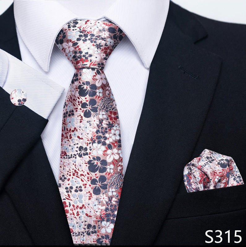 Men's Tie Set Business Scarf Cufflinks Elegant