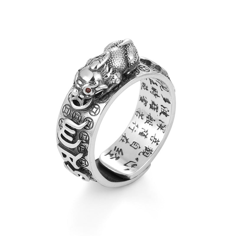 Glückspixiu-Ring, Vintage, Sterlingsilber, Diamant