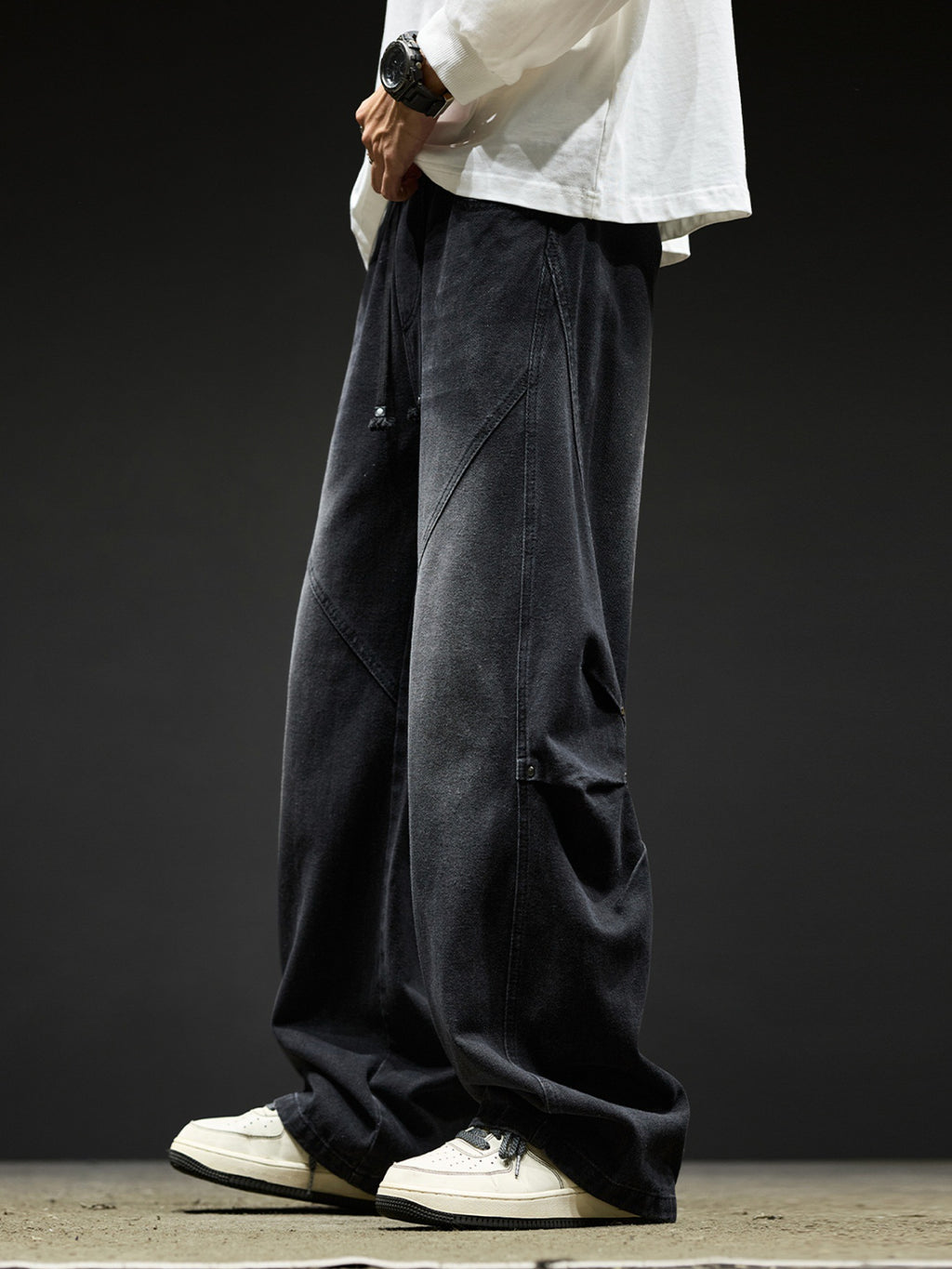 Men's Cargo Jeans Wide Leg – Retro Washed Streetwear Pants