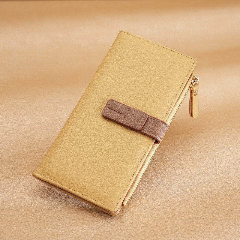 Women's long wallet with many card slots, zipper, elegant