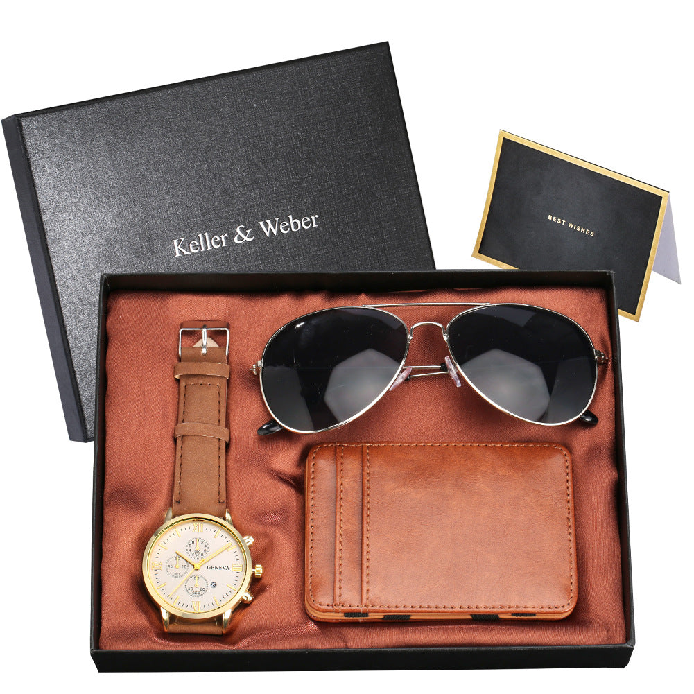 Men's Gift Set Watch Glasses Wallet | Gift Box Set