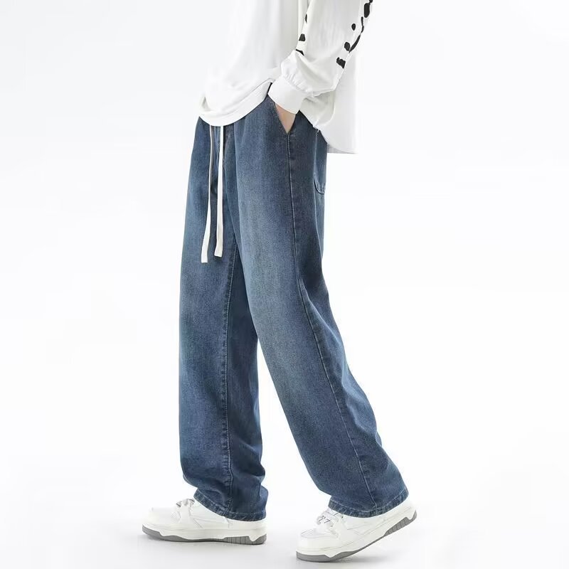 Men's Jeans Japan Style – Drawstring Elastic Waist Denim Pants