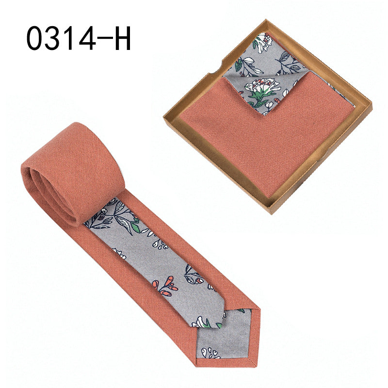 Herren Krawatte floral Baumwolle Einstecktuch elegant modern