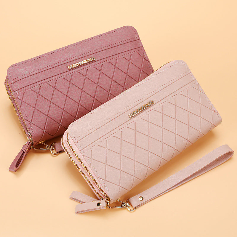 Women's long wallet, many card slots, double zipper, elegant