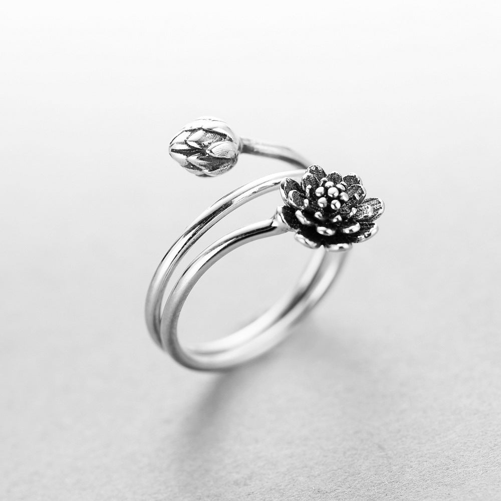 Lotusring aus 925er Sterlingsilber