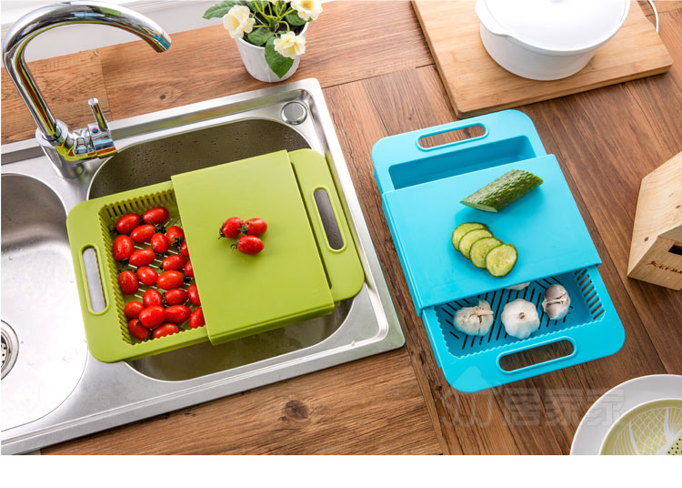 Multifunctional Cutting Board with Drain Basket – Kitchen Organizer