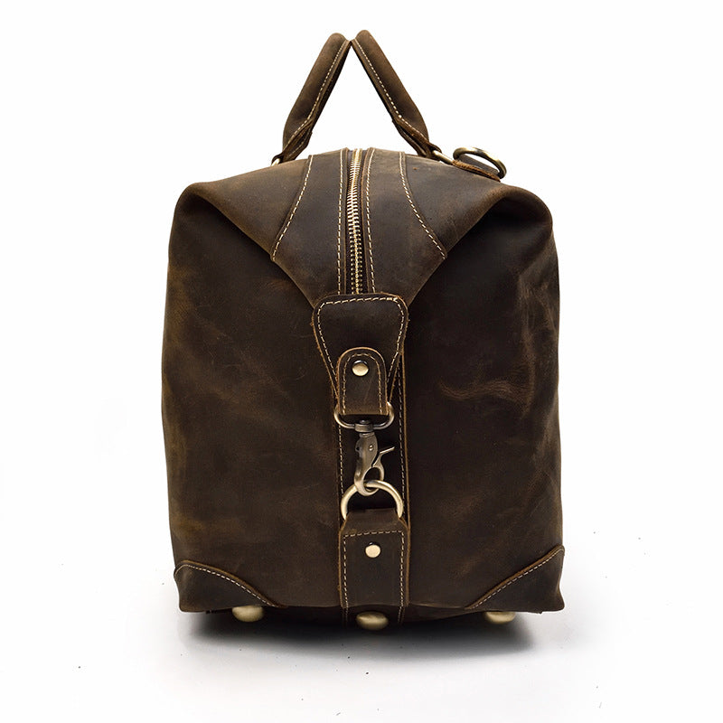 Crazy Horse Leather Travel Bag XXL | Vintage Weekender for Men