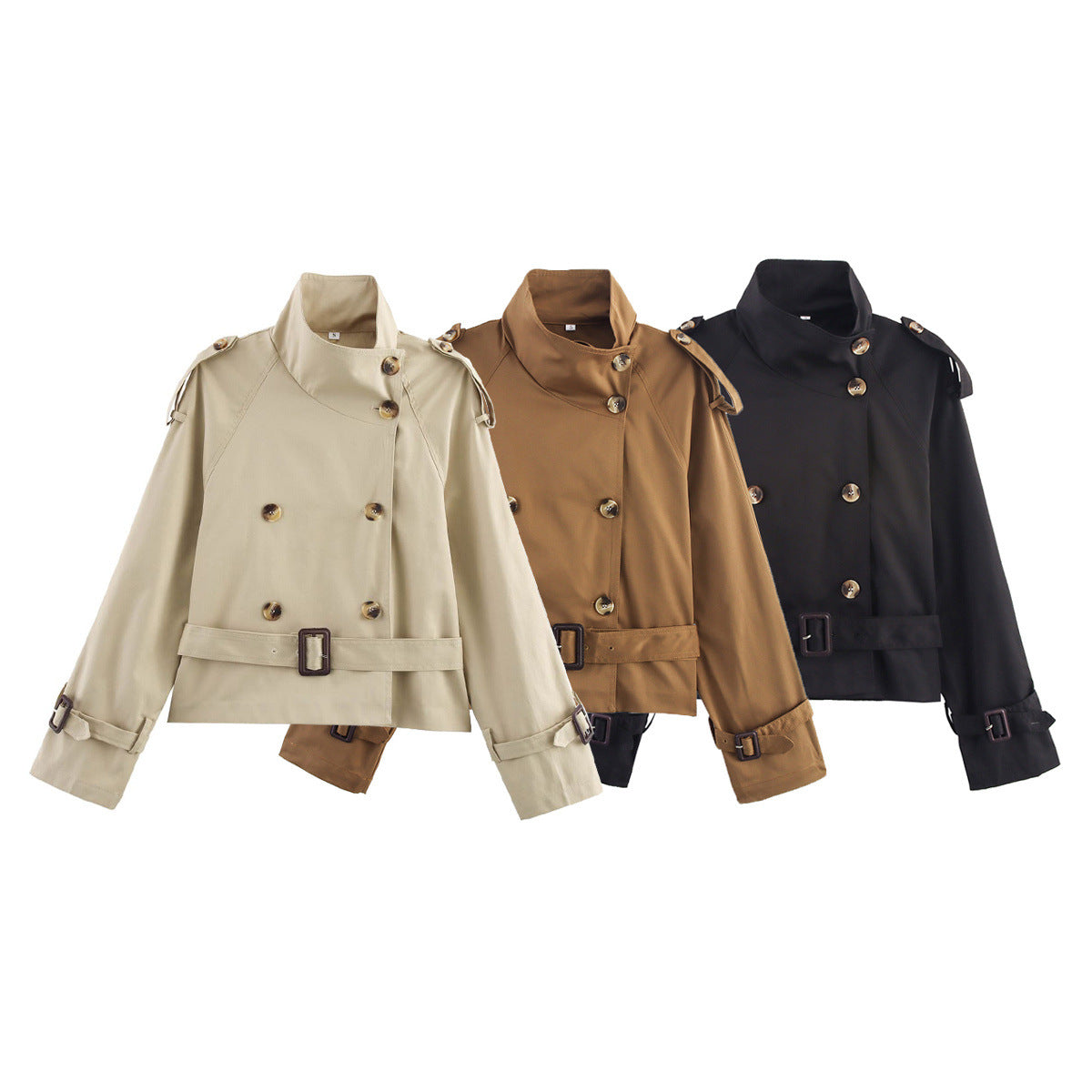 Short Women's Trench Coat with Belt – Elegant & Timeless Modern