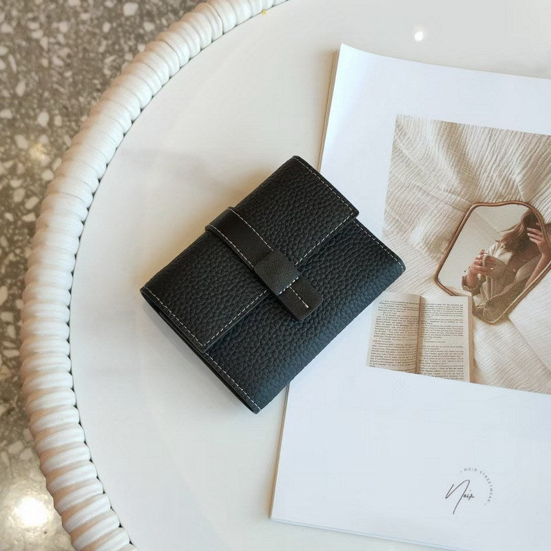 Women's Leather Wallet Short – Color Block Elegant Purse
