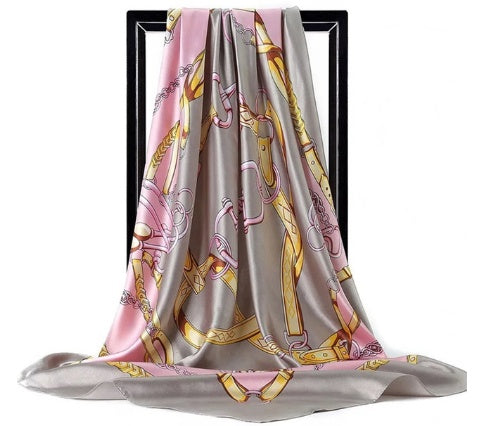 Women's Scarf Chain Design Silk Foulard Bag Accessory