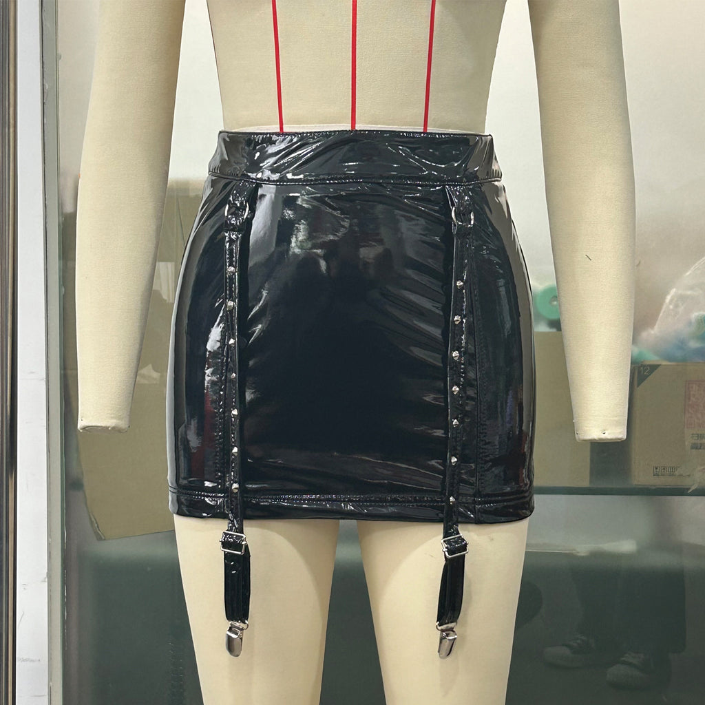 Sexy Ladies Leather Skirt | Trendy Figure-Hugging Mini Skirt
