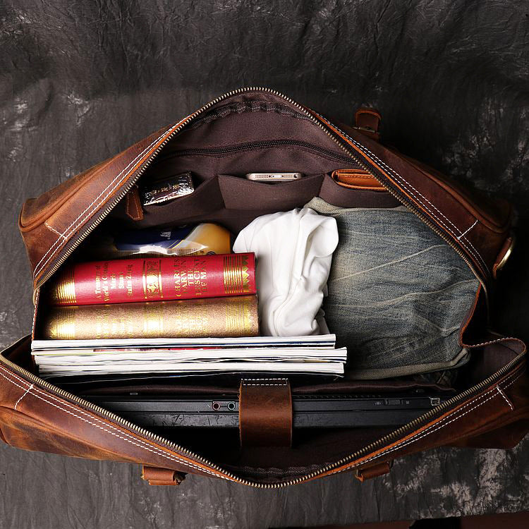 Men's Leather Travel Bag – Shoulder Crossbody Duffel Bag Premium