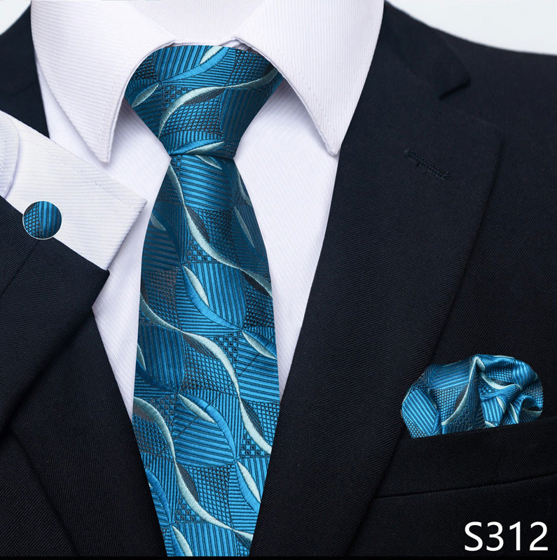Men's Tie Set Business Scarf Cufflinks Elegant