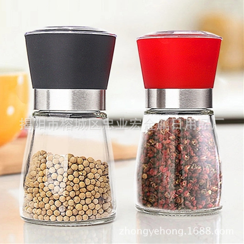Pepper Mill Glass Bamboo | Manual Spice Grinder Adjustable