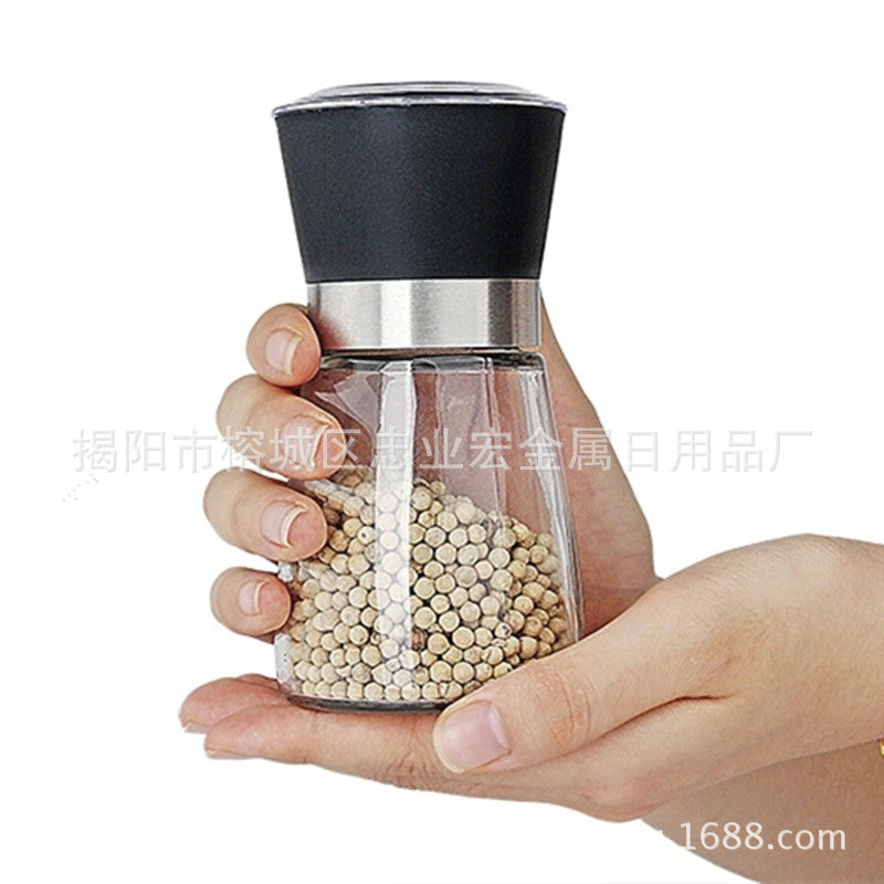 Pepper Mill Glass Bamboo | Manual Spice Grinder Adjustable