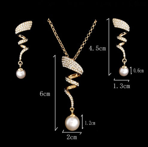 Luxurious Pearl Jewelry Set for Bride - Elegant Necklace & Earrings in Timeless Design