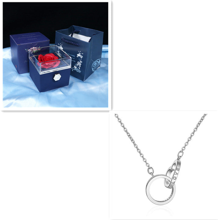 Elegant Double Ring Necklace with Zircon – Symbol of Eternal Love