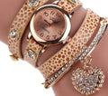 Branded watch with lychee diamond pendant and PU strap