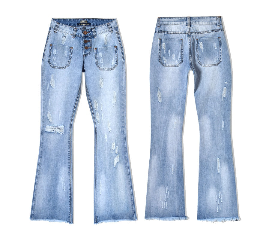 Women's Flared Denim Jeans | Elegant Trumpet Leg Jeans