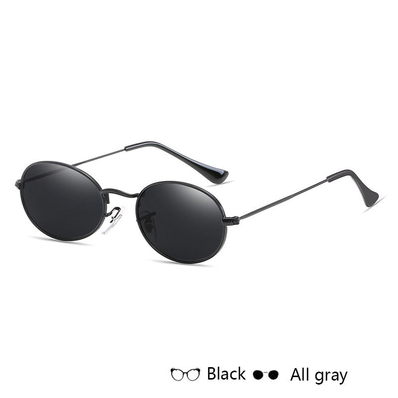 Luxus Damen Sonnenbrille Oval | Retro Metall UV400 Schwarz