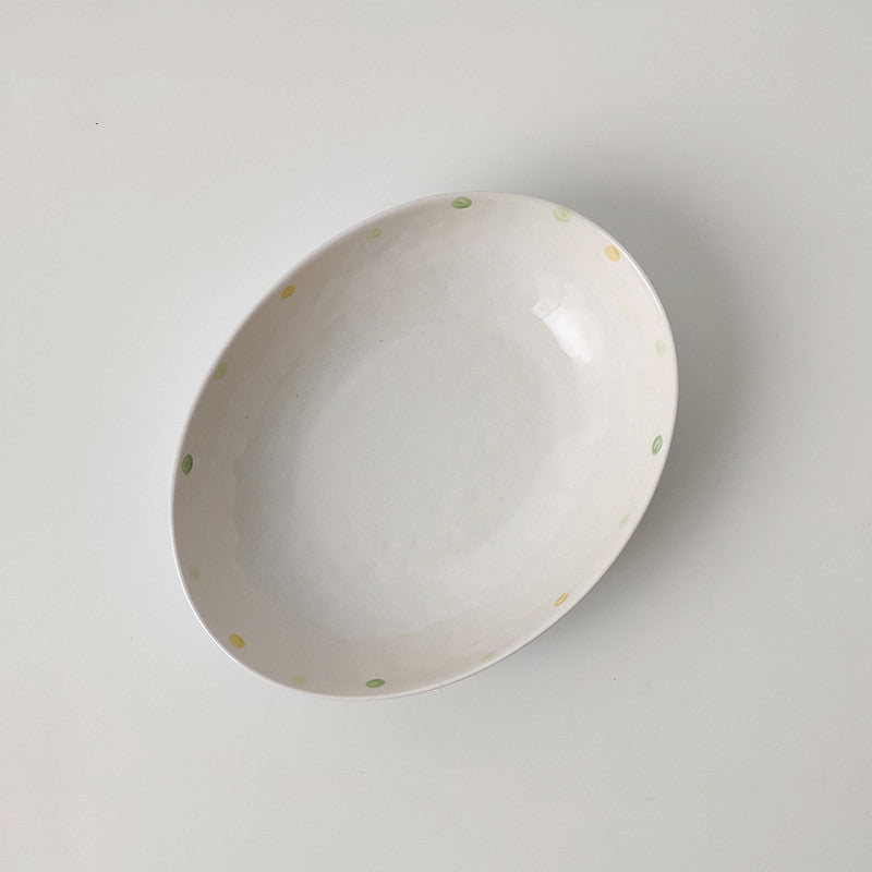 Keramik Teller Set oval | Frühstück Dessert Teller modern Design